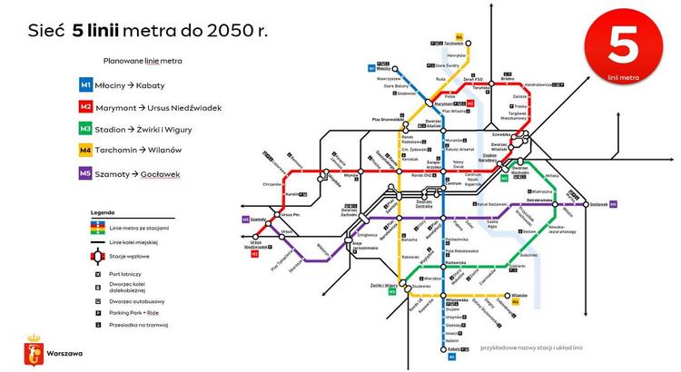 5 linii metra_plan_UM Warszawa_grafika