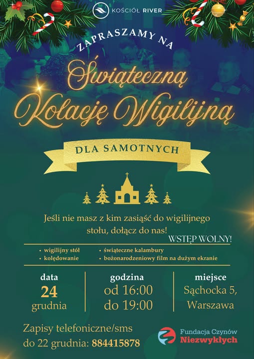 Darmowa kolacja wigilijna dla samotnych