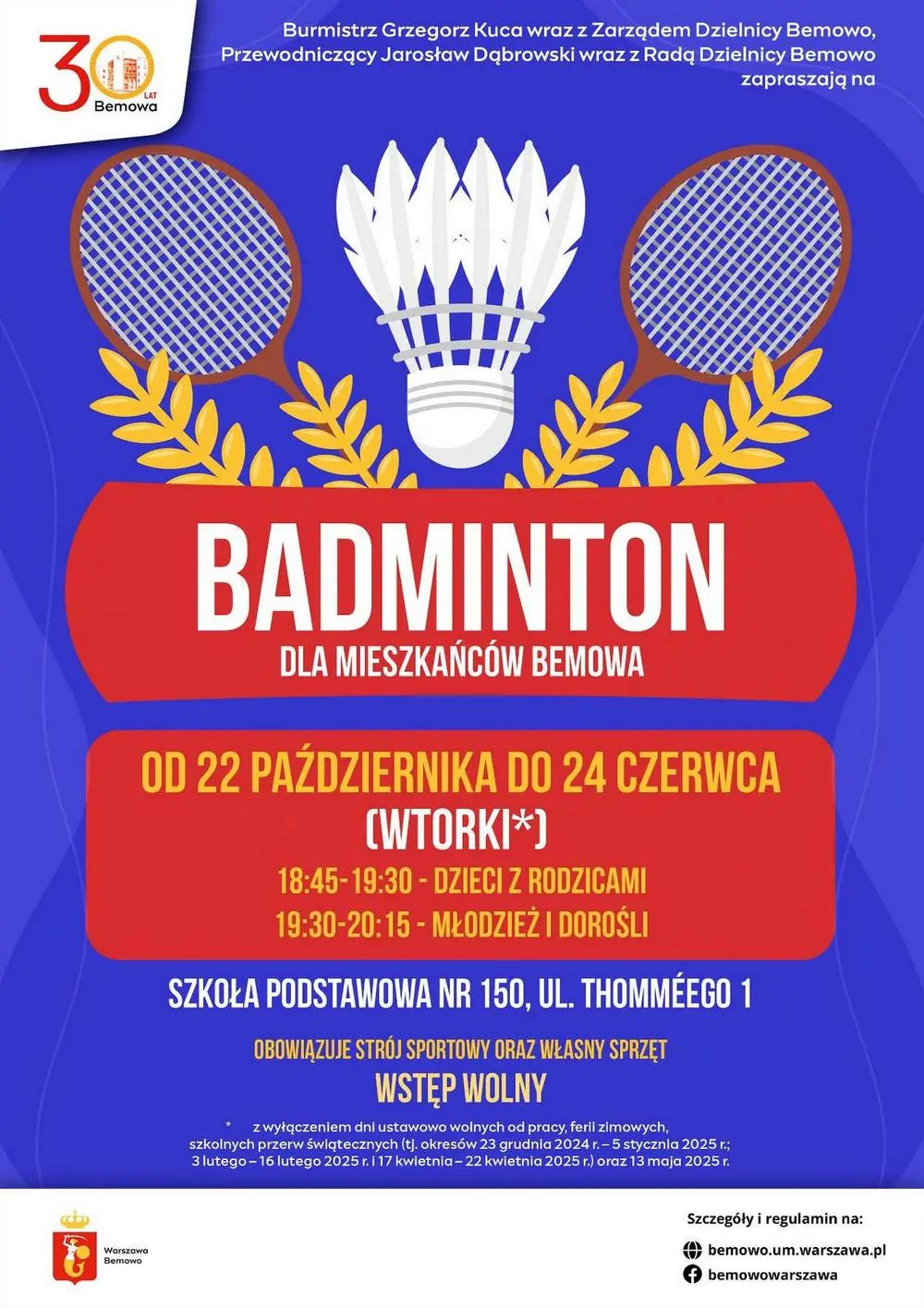 darmowe atrakcje w Warszawie -badminton