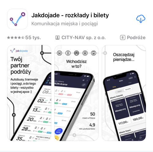 Aplikacja Jakdojade - rozkłady i bilety