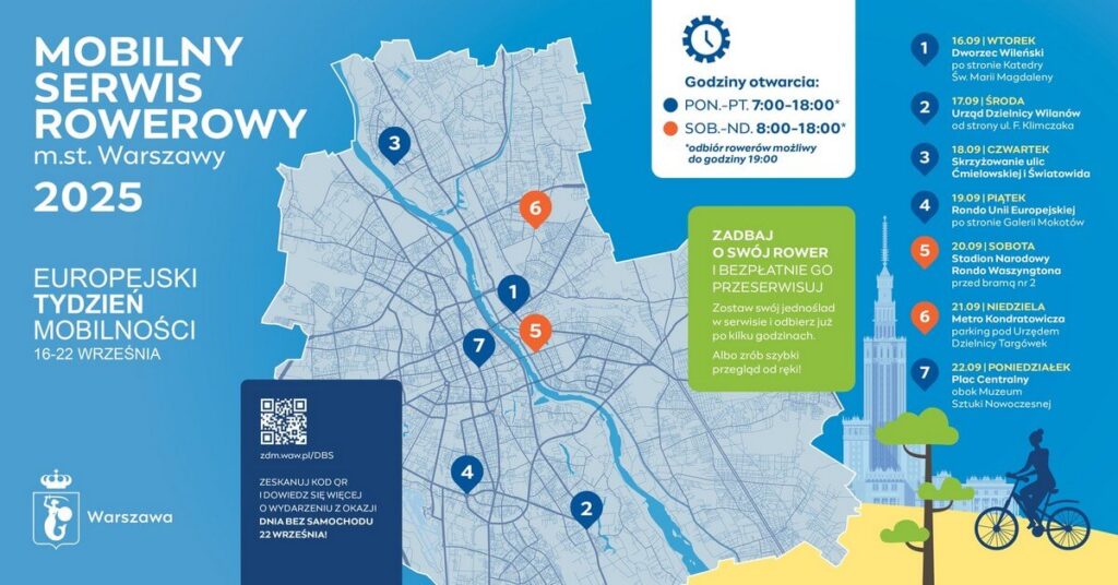 Mobilny Serwis Rowerowy m.st. Warszawy 2025 - wydarzenia Warszawa